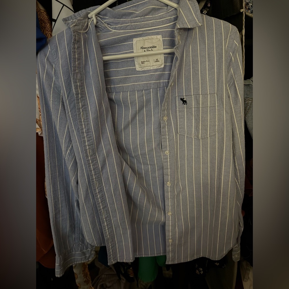 Abercrombie & Fitch Light Blue Pinstripe Shirt